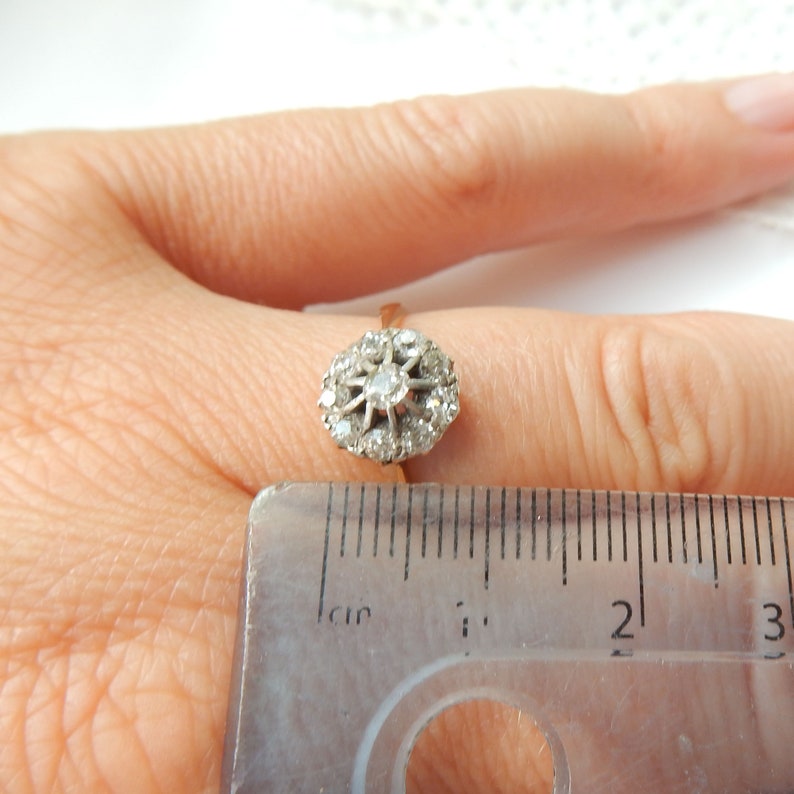 Edwardian 18ct Gold Diamond Cluster Ring