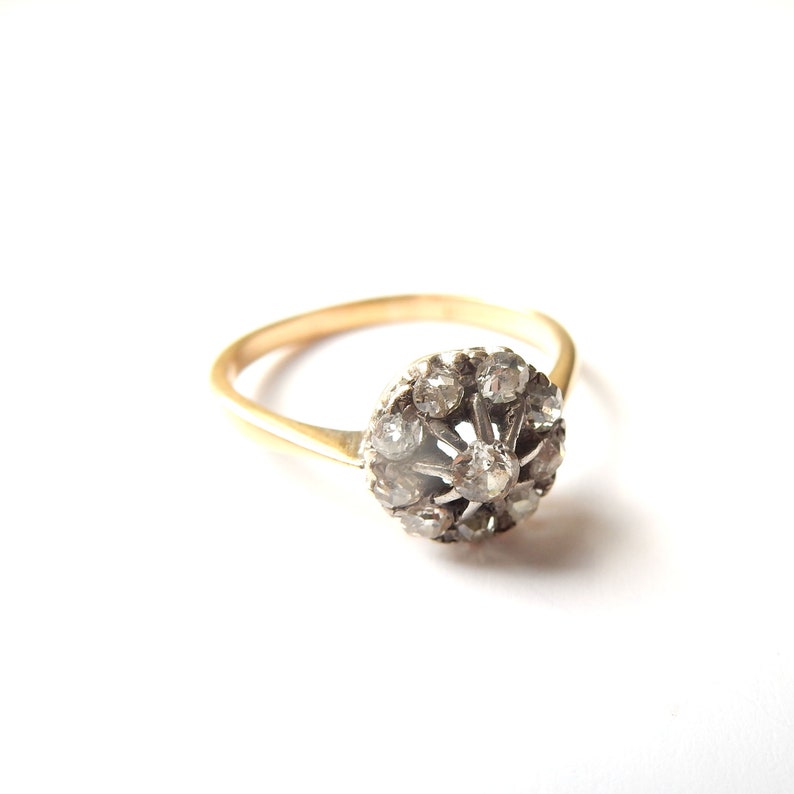 Edwardian 18ct Gold Diamond Cluster Ring