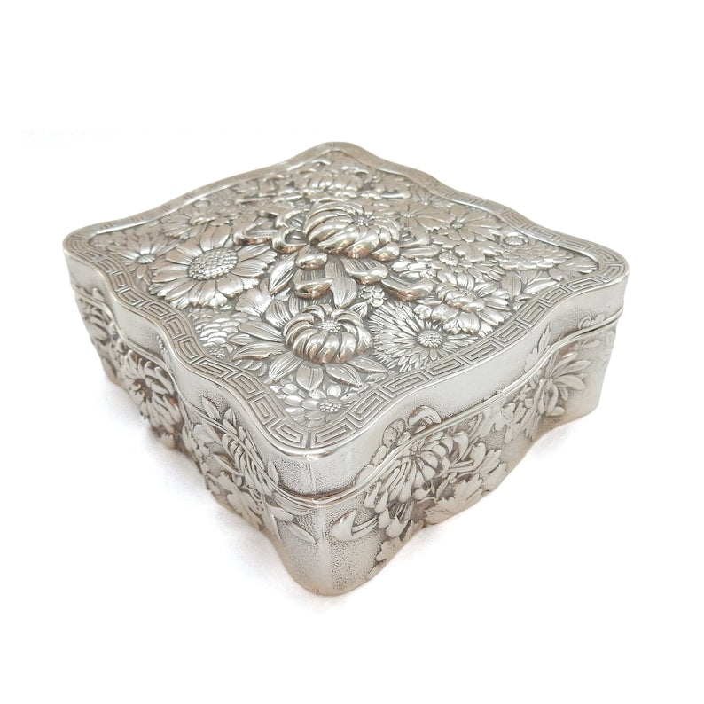 Antique Silverplated Repousee Multi Ring Jewellery Keepsake Box