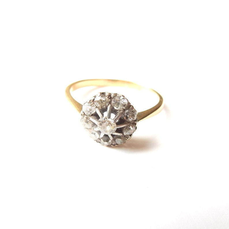 Edwardian 18ct Gold Diamond Cluster Ring