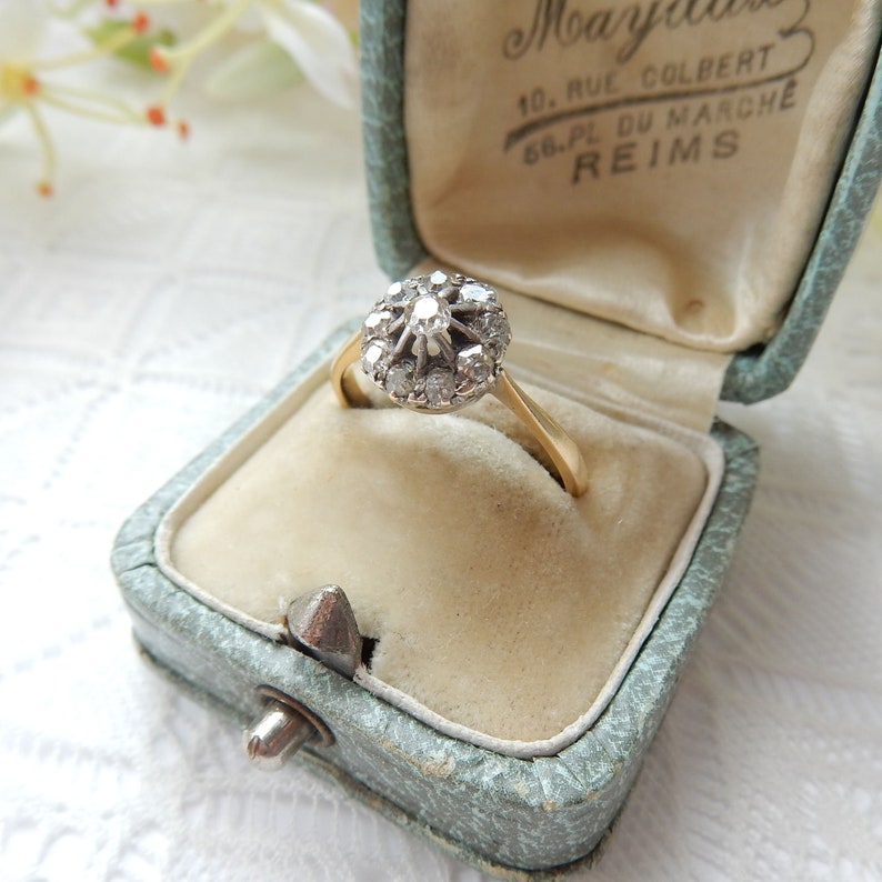 Edwardian 18ct Gold Diamond Cluster Ring