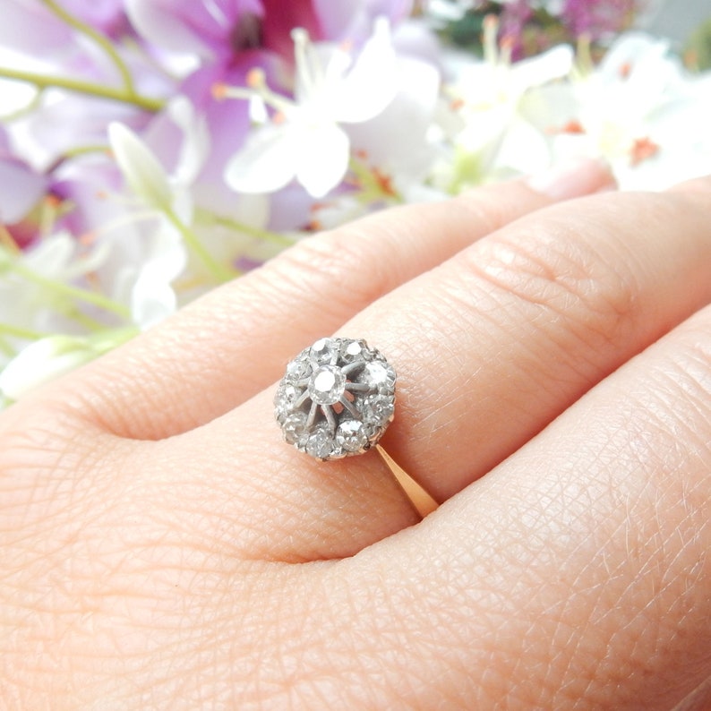 Edwardian 18ct Gold Diamond Cluster Ring