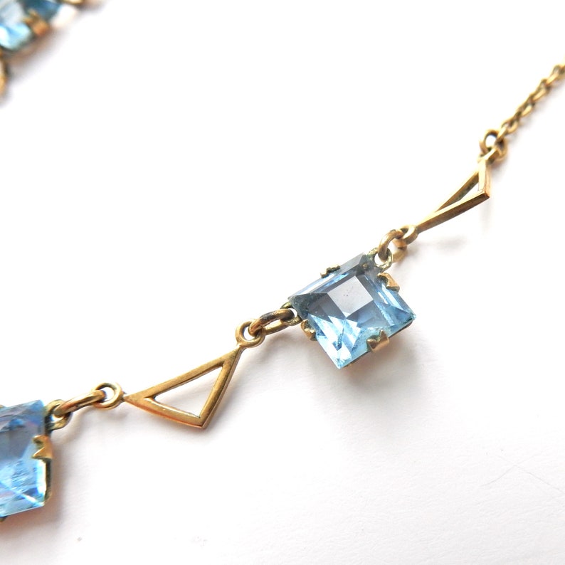 Vintage Rolled Gold Topaz Glass Lavalier Necklace