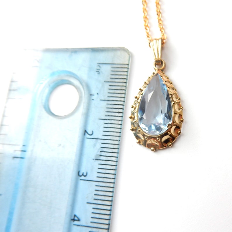 Vintage 14ct Rolled Gold Topaz Glass Pendant with Chain K&L Jewellery