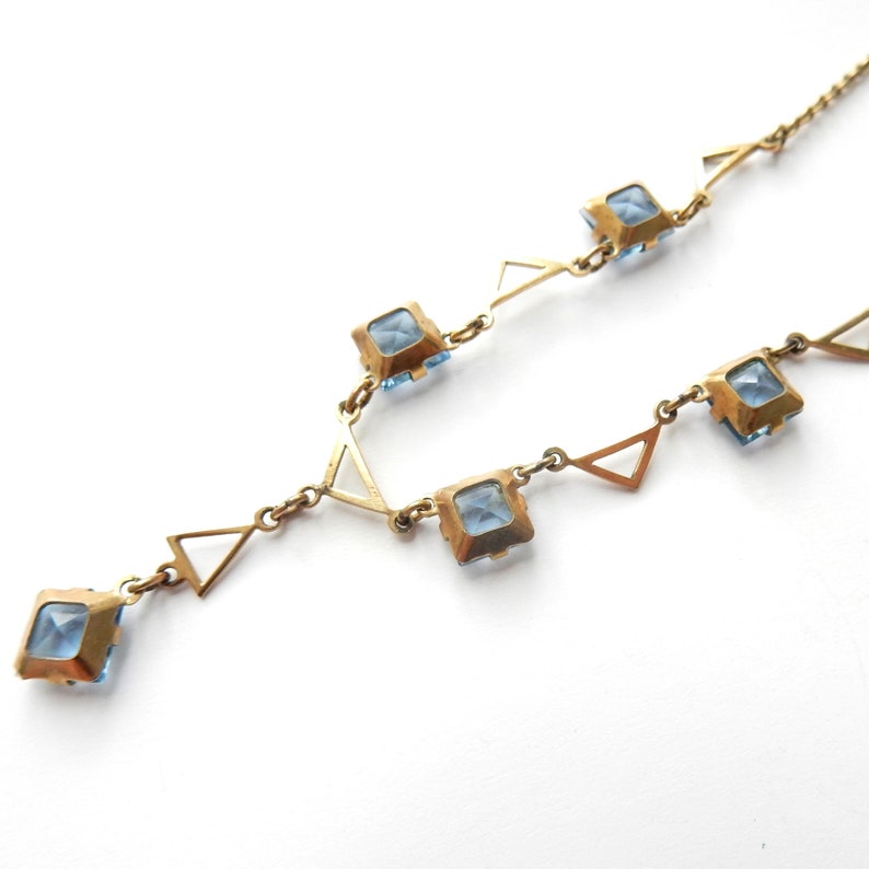 Vintage Rolled Gold Topaz Glass Lavalier Necklace