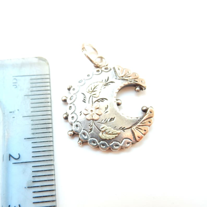 Victorian Solid Silver Moon Pendant Aesthetic Period