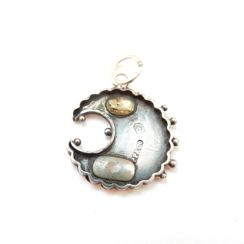 Victorian Solid Silver Moon Pendant Aesthetic Period