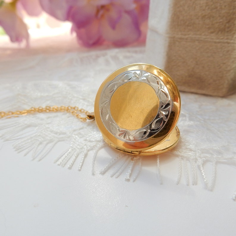 Vintage Rolled Gold & Silver Locket with Chain
