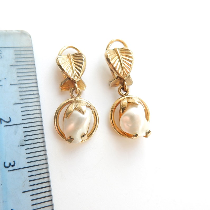 Vintage 14ct Rolled Gold Pearl Clip on Earrings