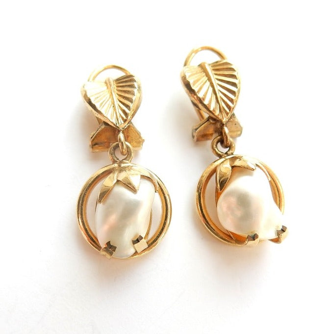Vintage 14ct Rolled Gold Pearl Clip on Earrings