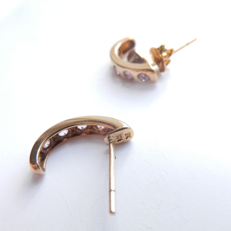 Vintage 9ct Gold Amethyst Huggy Hoop Earrings