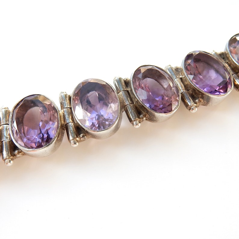 Vintage Sterling Silver Amethyst Bracelet