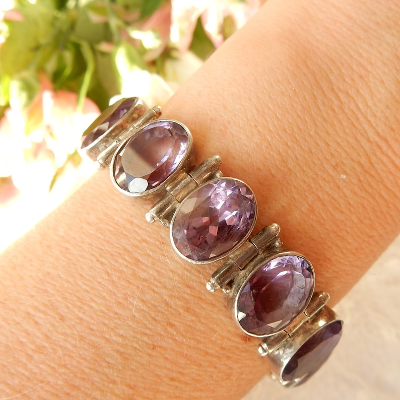 Vintage Sterling Silver Amethyst Bracelet