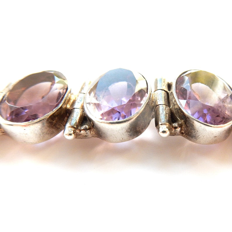 Vintage Sterling Silver Amethyst Bracelet