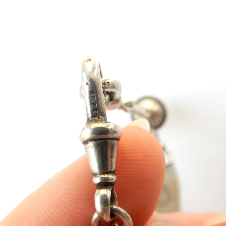 Antique Solid Silver Watch Chain Bracelet with Dog Clip