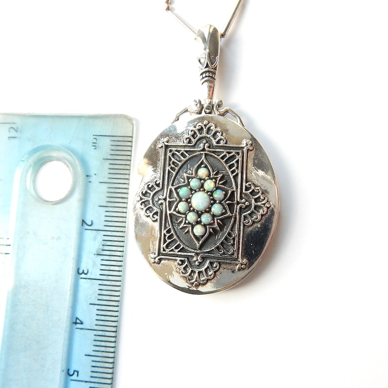 Sterling Silver Opal Victorian Style Locket
