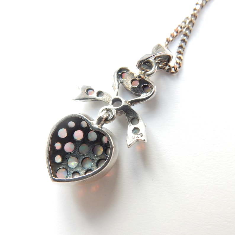 Victorian style Opal Sweetheart Pendant in Sterling Silver