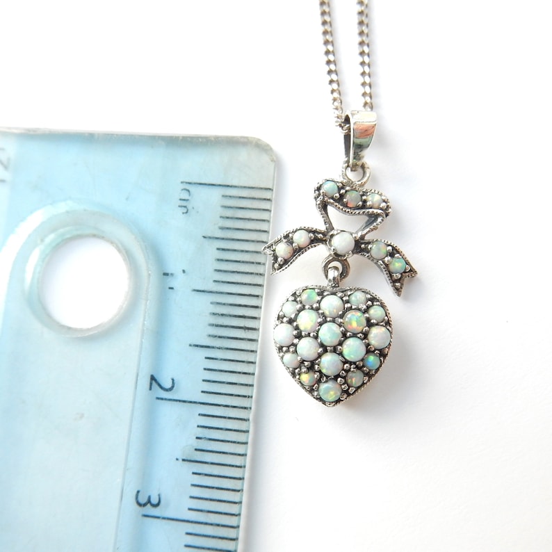Victorian style Opal Sweetheart Pendant in Sterling Silver