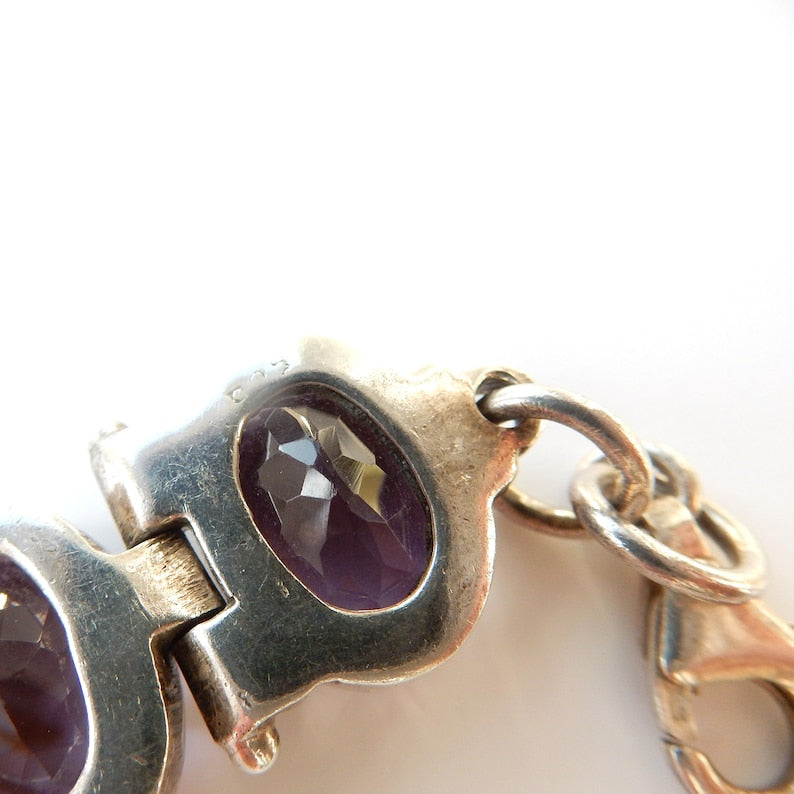 Vintage Sterling Silver Amethyst Bracelet
