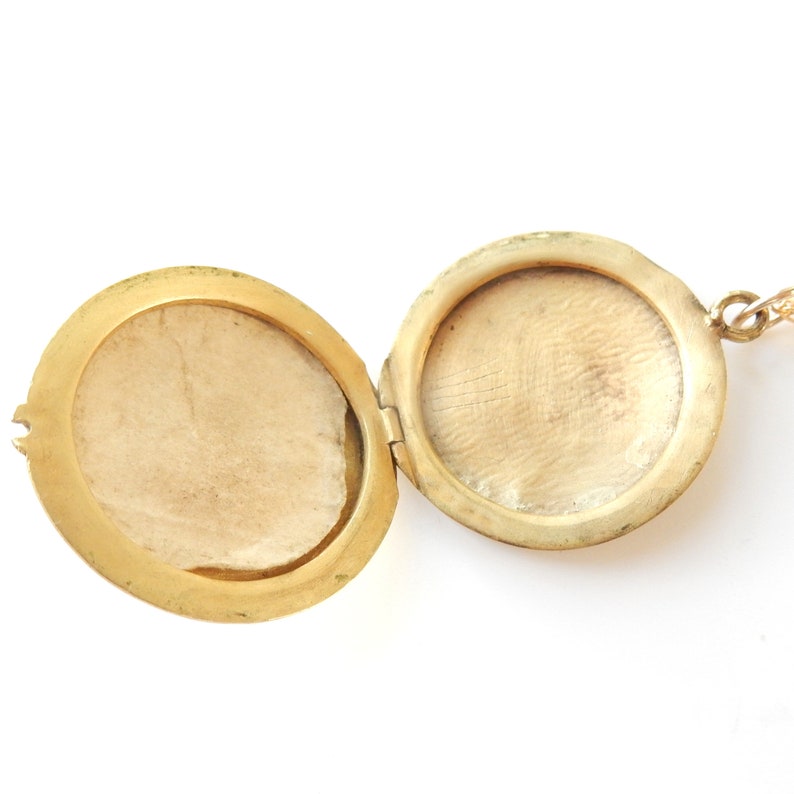 Vintage Rolled Gold Red Paste Flower Locket & Chain