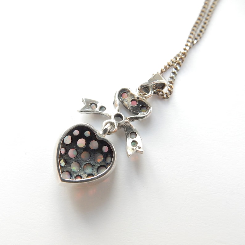 Victorian style Opal Sweetheart Pendant in Sterling Silver