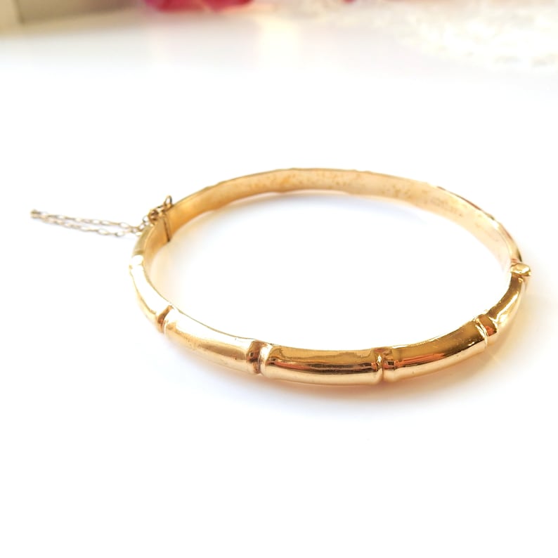 Vintage Rolled Gold Bamboo Bracelet Bangle