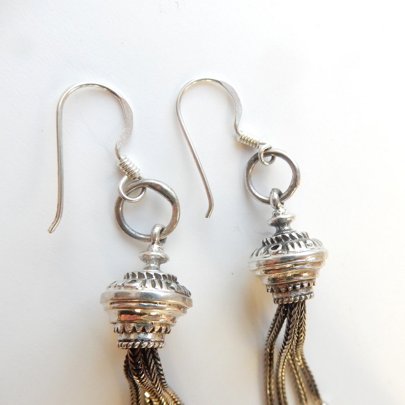 Vintage Sterling Silver Tassel Drop Earrings