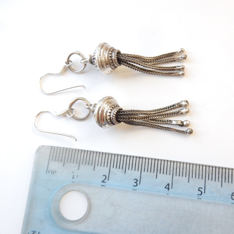 Vintage Sterling Silver Tassel Drop Earrings