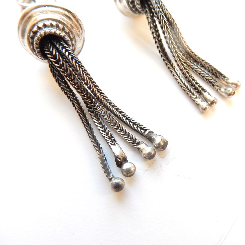 Vintage Sterling Silver Tassel Drop Earrings
