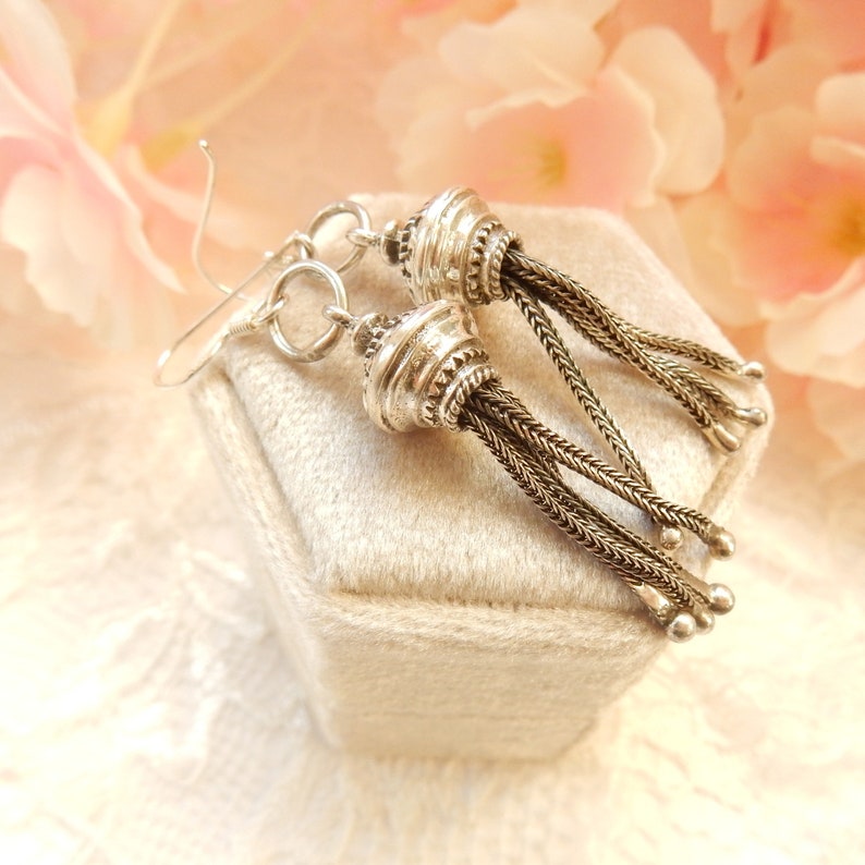 Vintage Sterling Silver Tassel Drop Earrings
