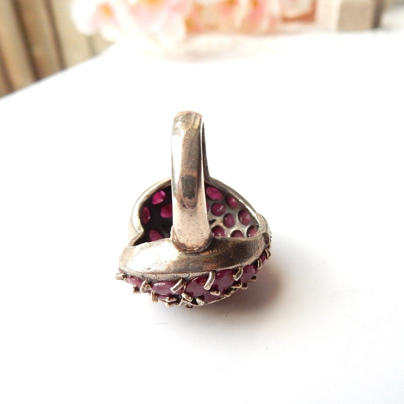Unique Vintage Sterling Silver Ruby Celestial Star Ring