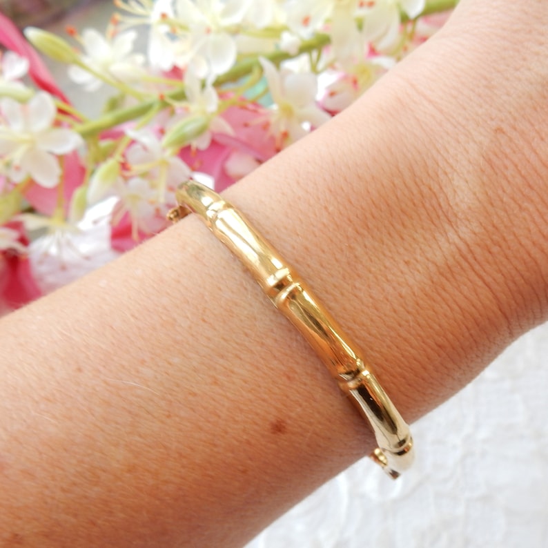 Vintage Rolled Gold Bamboo Bracelet Bangle