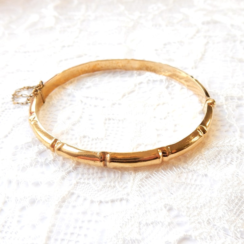 Vintage Rolled Gold Bamboo Bracelet Bangle