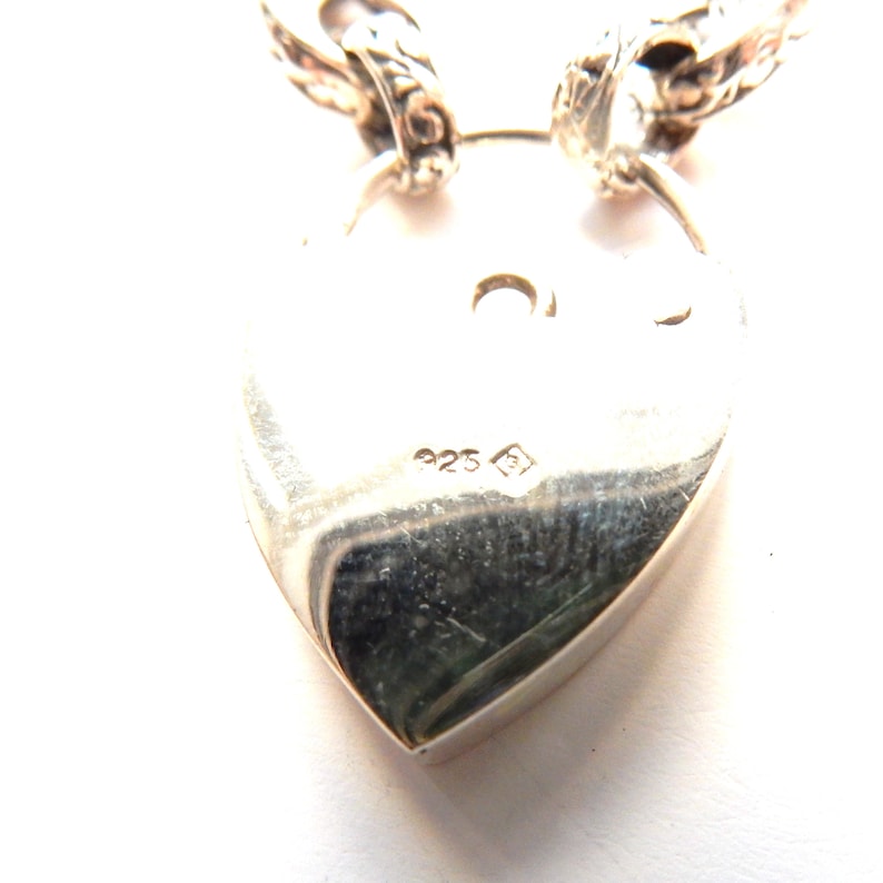 Vintage Sterling Silver Embossed Bracelet with Heart Padlock Catch