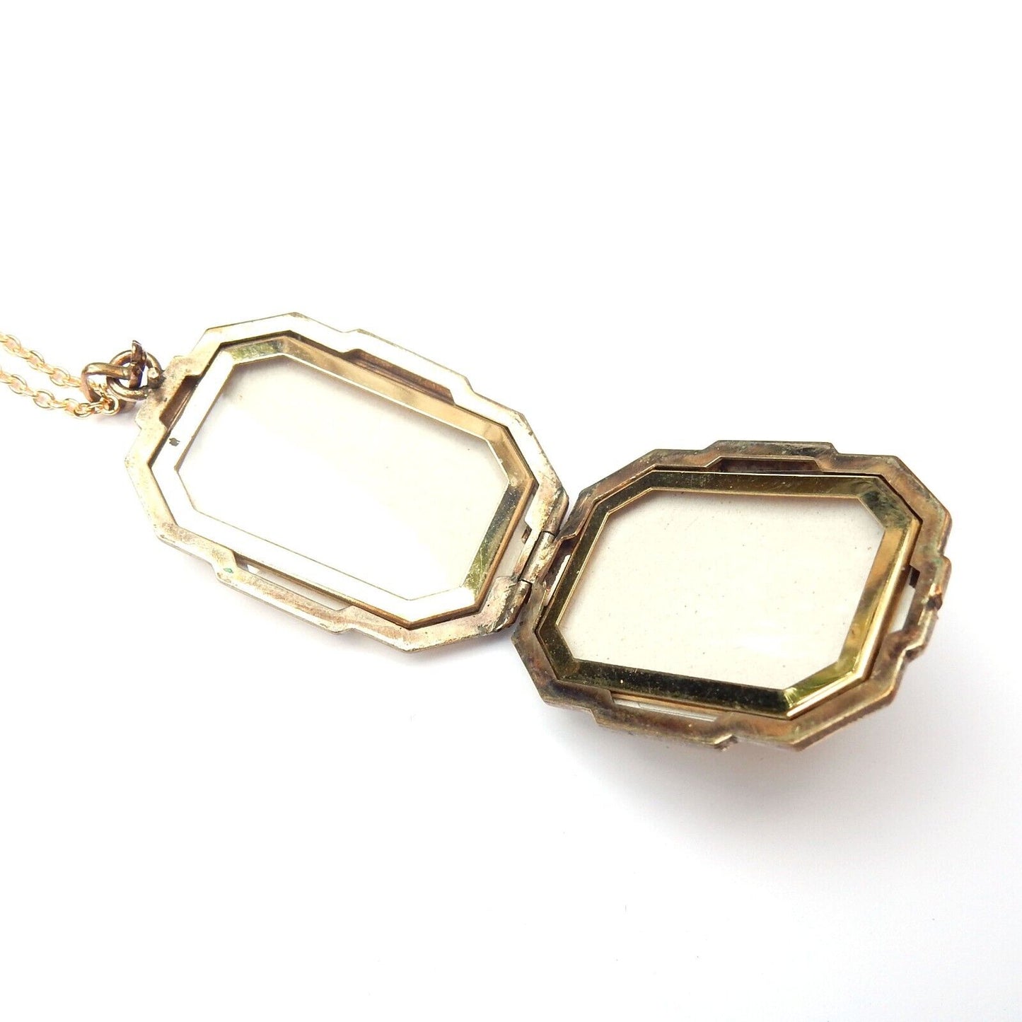 Vintage Rolled Gold Rectangle Locket with Chain
