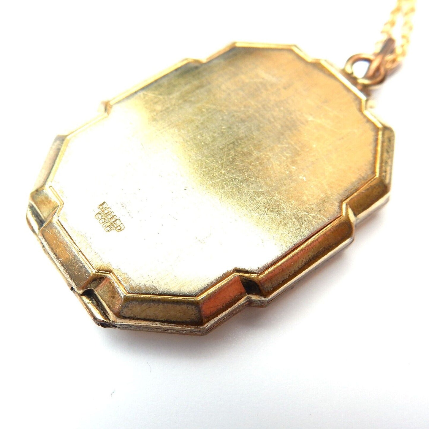 Vintage Rolled Gold Rectangle Locket with Chain