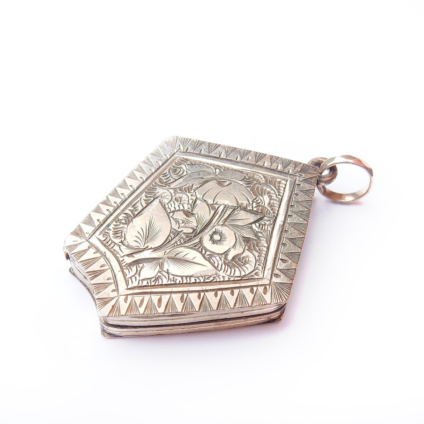 Antique Rolled Gold Shield Locket Vintage Gold Engraved Locket