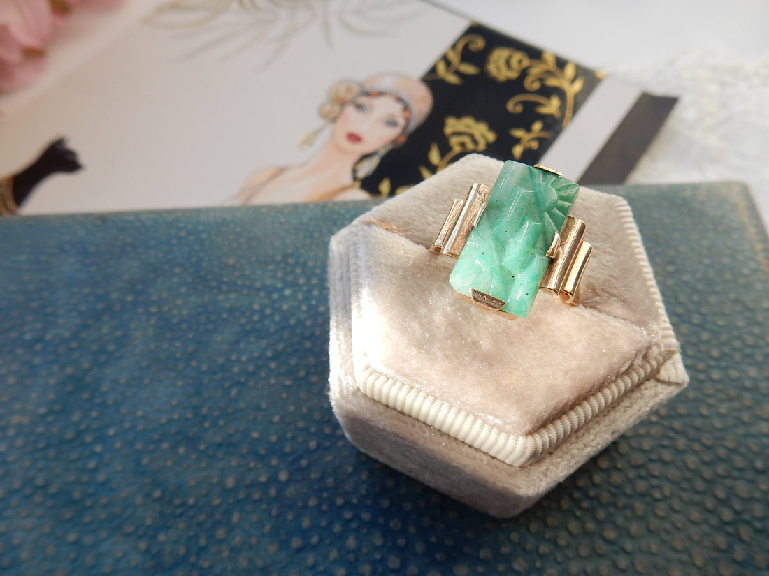 art deco jade ring