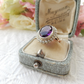 Antique Silver & 9ct Gold Amethyst Pearl Ring