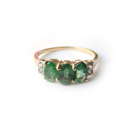 10ct Gold Emerald & Zircon Ring