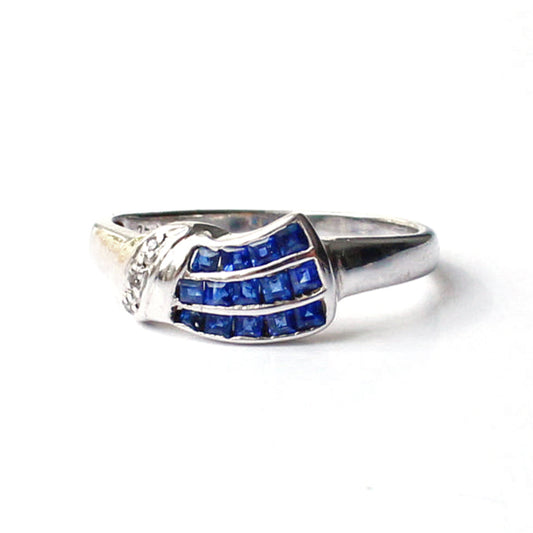 18ct White Gold Sapphire & Diamond Ring