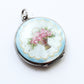 Antique French Silver Guilloche Enamel Flower Locket