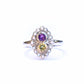 Sterling Silver Opal Peridot & Amethyst Suffragette Style Ring