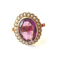 Antique Silver & 9ct Gold Amethyst Pearl Ring