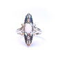 Sterling Silver Opal & Blue Enamel Navette Ring