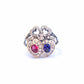 Sterling Silver Victorian Style Sapphire & Ruby Sweetheart Ring