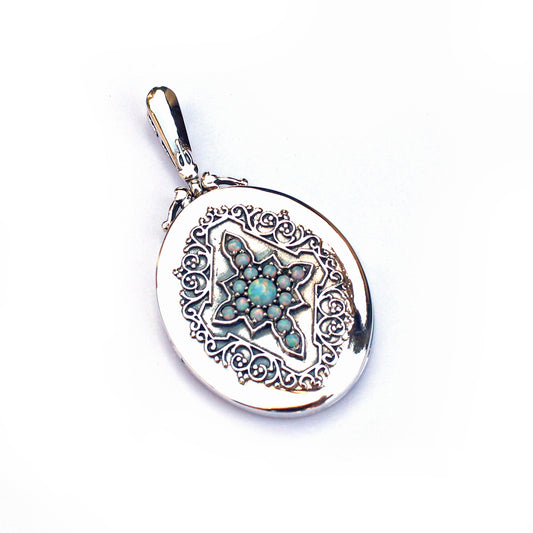 Sterling Silver Victorian Style Opal Locket