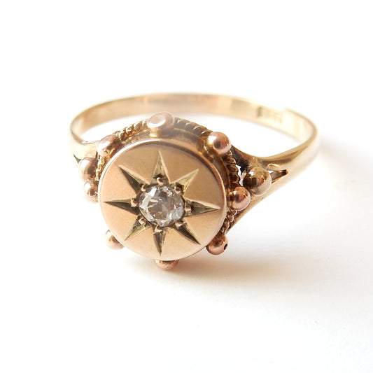 Victorian 15ct Gold Diamond Star Ring