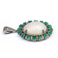 Large Sterling Silver Opal Emerald & Diamond Encrusted Pendant