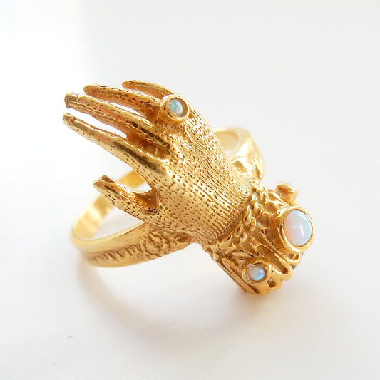 Victorian Style Opal & Garnet Figa Hand Ring